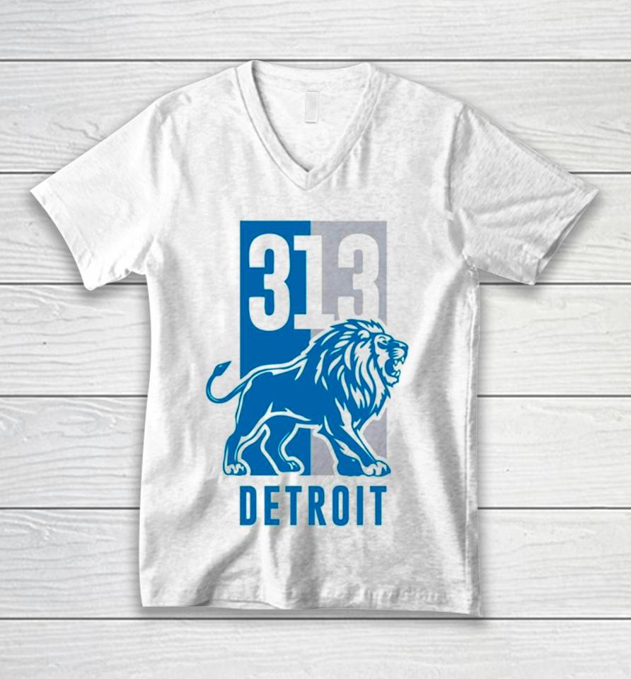 313 Detroit Lions Michigan Football Unisex V-Neck T-Shirt