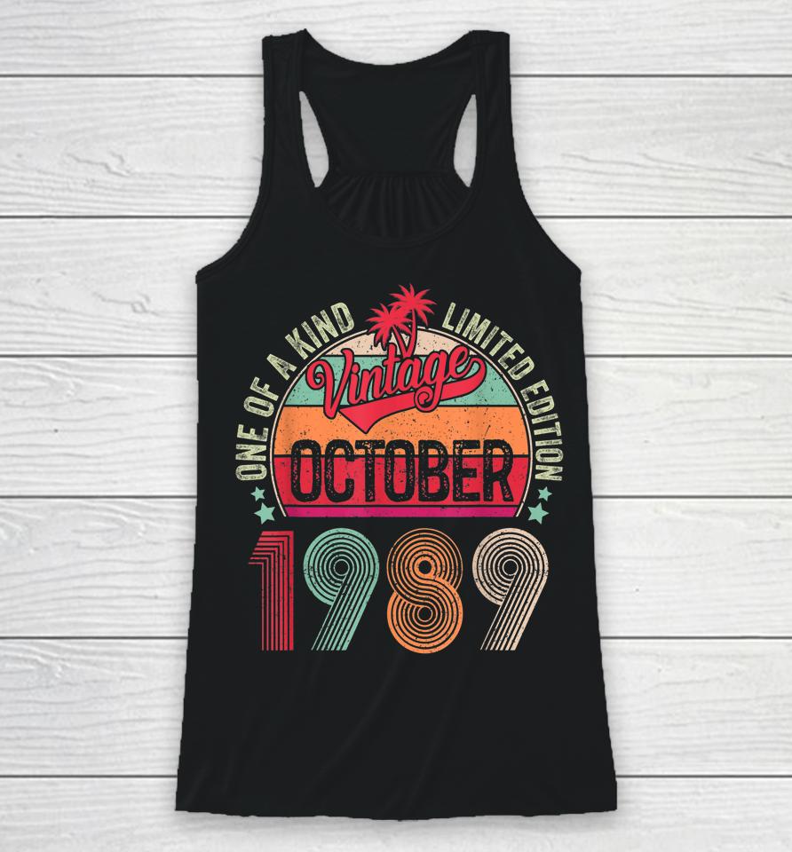 33 Years Old Gifts 33Rd Birthday Vintage October 1989 Racerback Tank