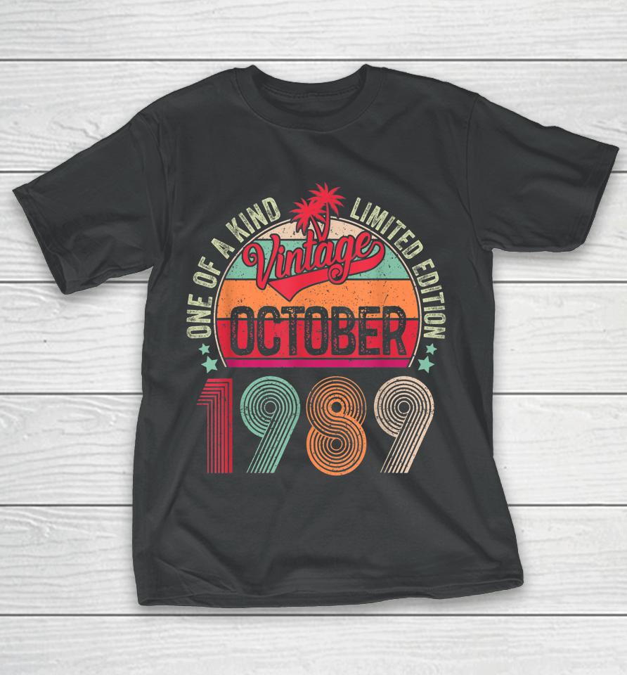 33 Years Old Gifts 33Rd Birthday Vintage October 1989 T-Shirt