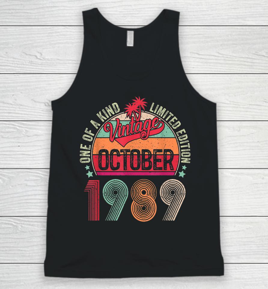 33 Years Old Gifts 33Rd Birthday Vintage October 1989 Unisex Tank Top
