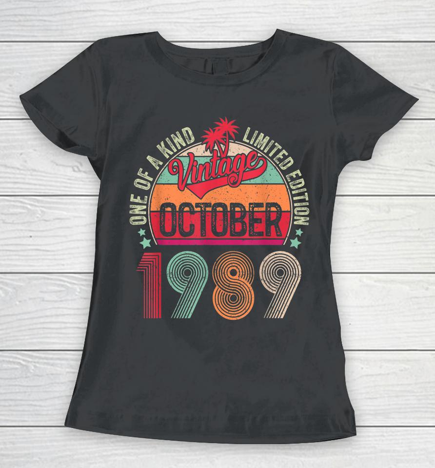 33 Years Old Gifts 33Rd Birthday Vintage October 1989 Women T-Shirt