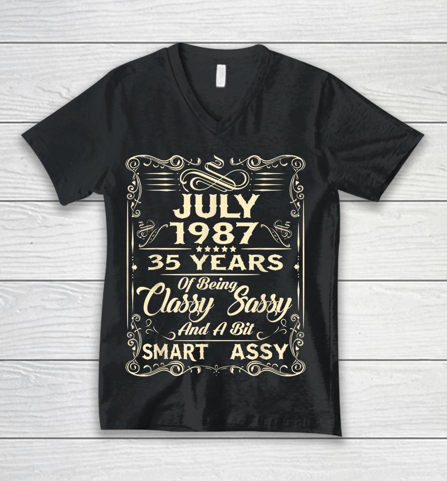35Th Birthday Gifts For Her Him Who Were Born July 1987 Unisex V-Neck T-Shirt