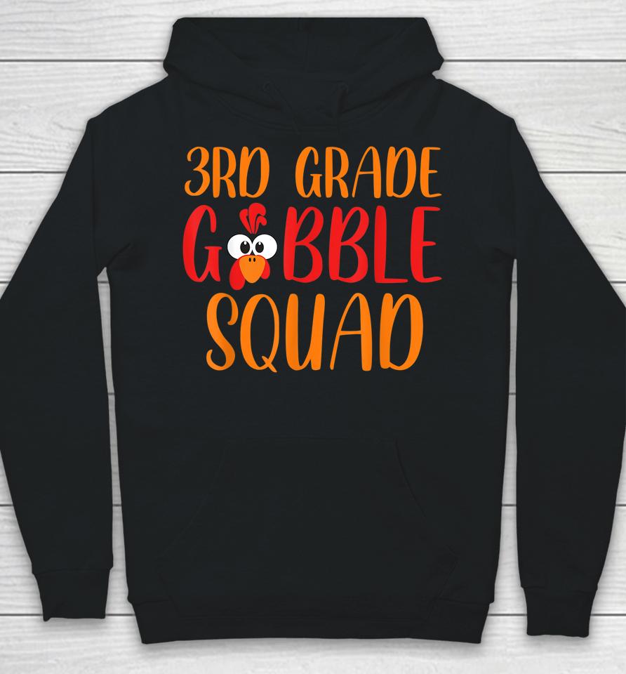 3Rd Grade Gobble Squad Funny Thanksgiving Teacher Kids Hoodie
