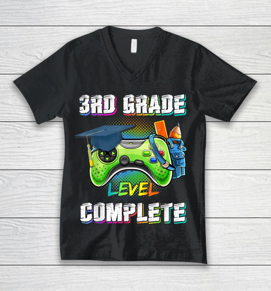 3Rd Grade Level Complete Class Of 2022 Graduation Gamer Unisex V-Neck T-Shirt