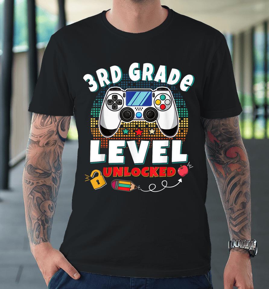 3Rd Grade Level Unlocked Video Game Back To School Boys Premium T-Shirt