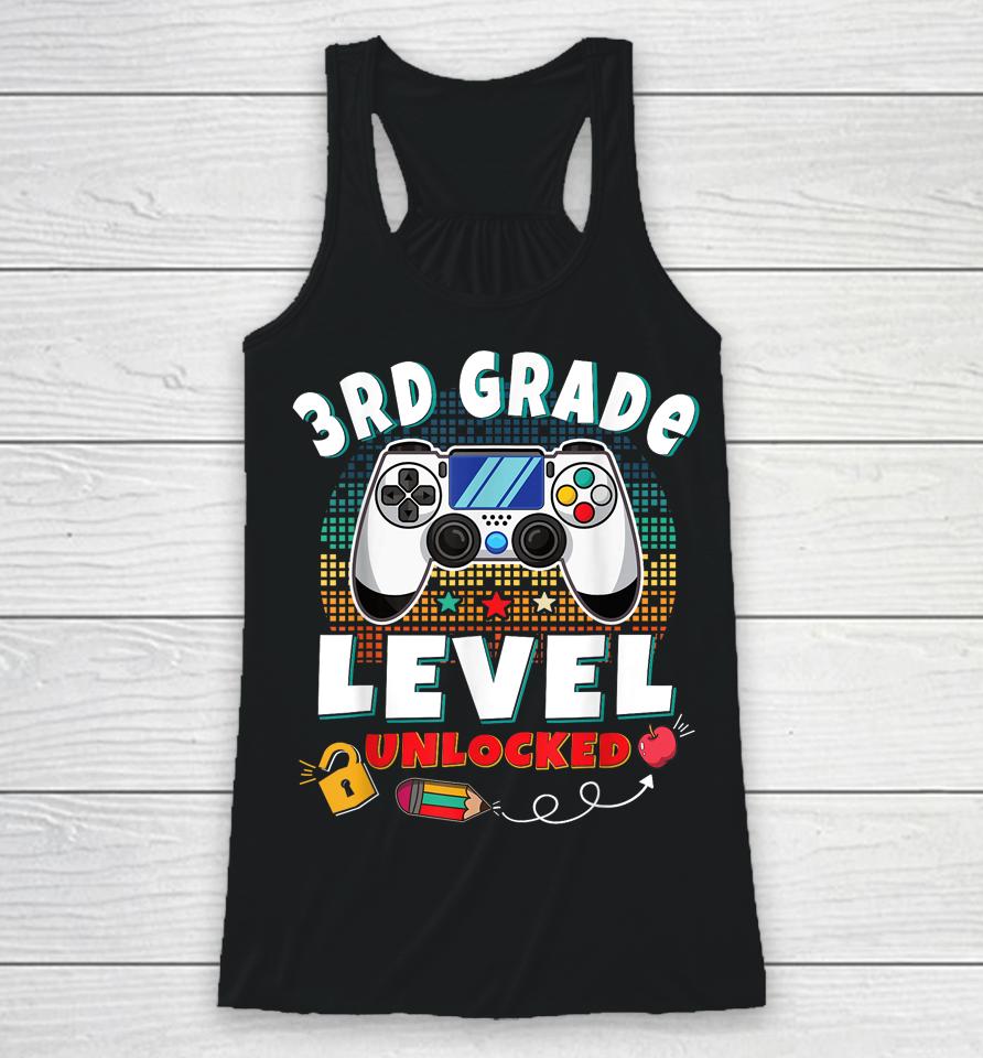 3Rd Grade Level Unlocked Video Game Back To School Boys Racerback Tank