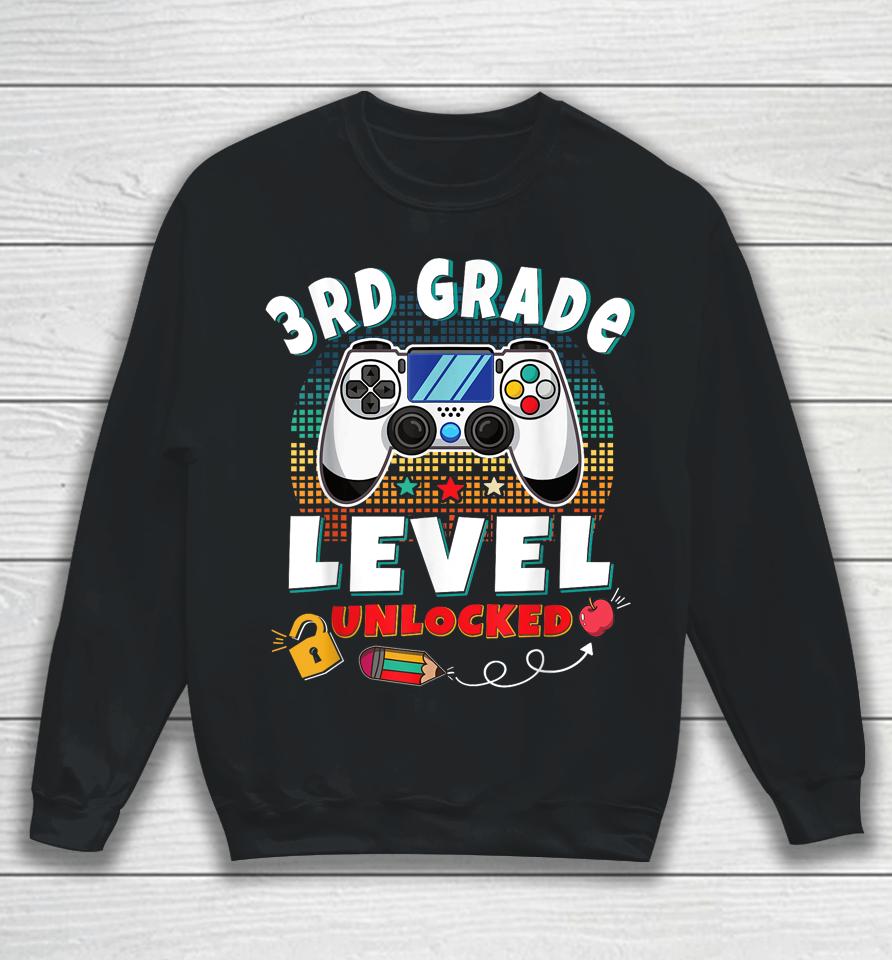 3Rd Grade Level Unlocked Video Game Back To School Boys Sweatshirt