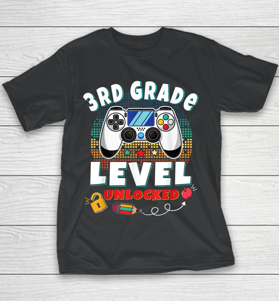 3Rd Grade Level Unlocked Video Game Back To School Boys Youth T-Shirt