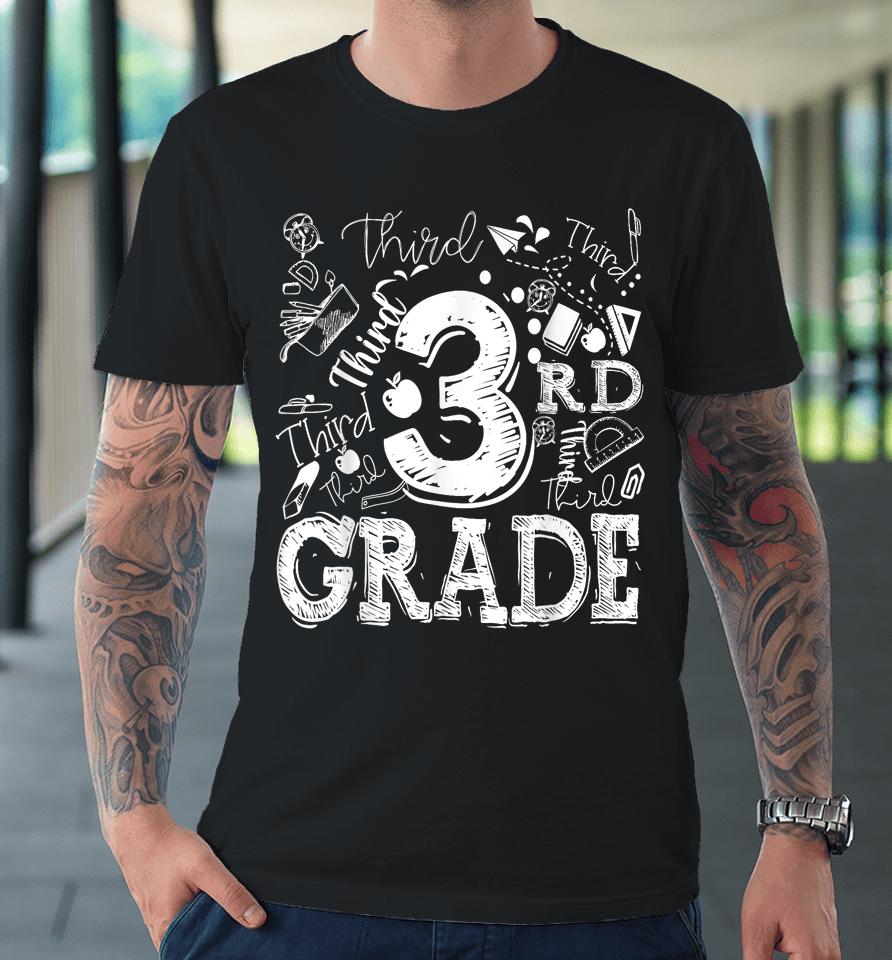 3Rd Third Grade Typography Team Kids Teacher Back To School Premium T-Shirt