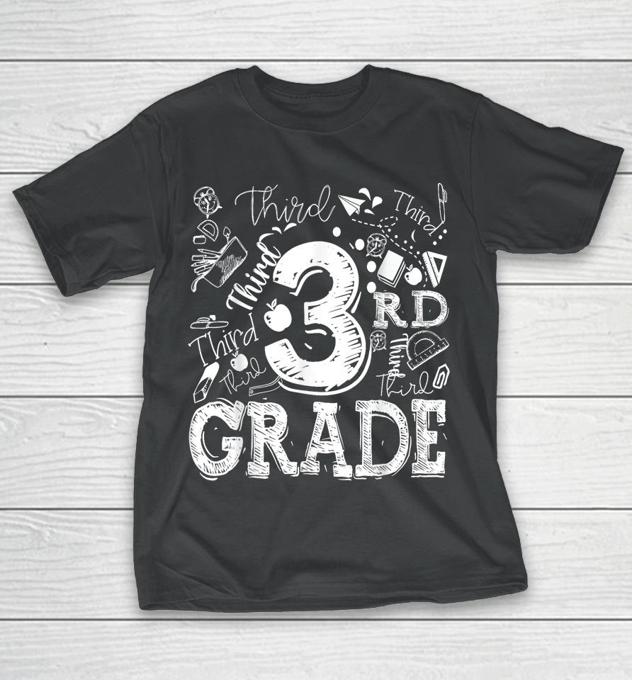3Rd Third Grade Typography Team Kids Teacher Back To School T-Shirt
