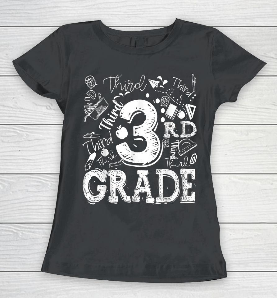 3Rd Third Grade Typography Team Kids Teacher Back To School Women T-Shirt