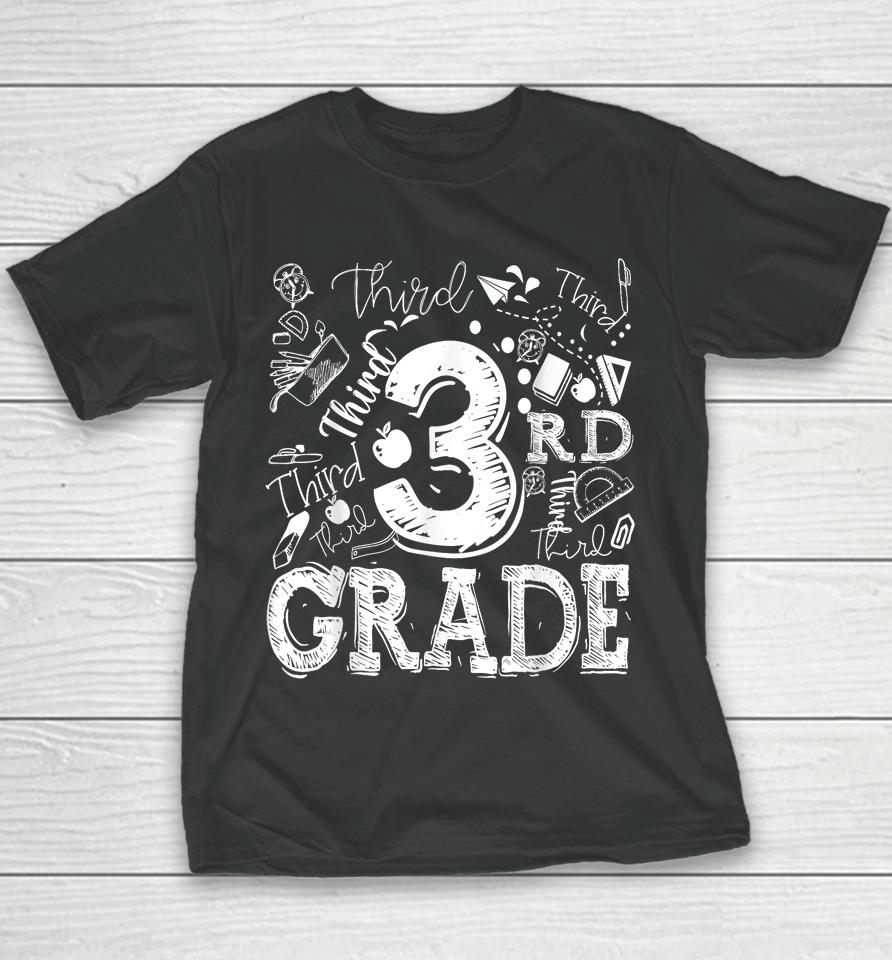 3Rd Third Grade Typography Team Kids Teacher Back To School Youth T-Shirt