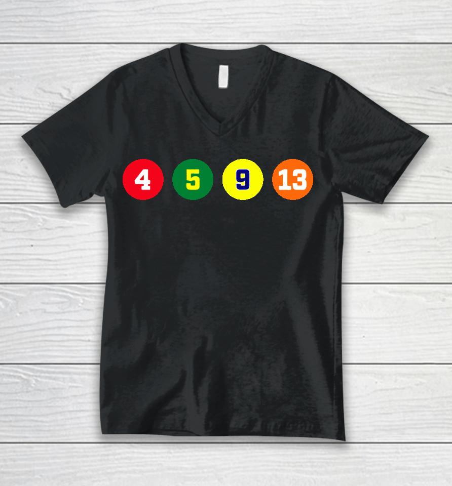 4 5 9 13 Unisex V-Neck T-Shirt