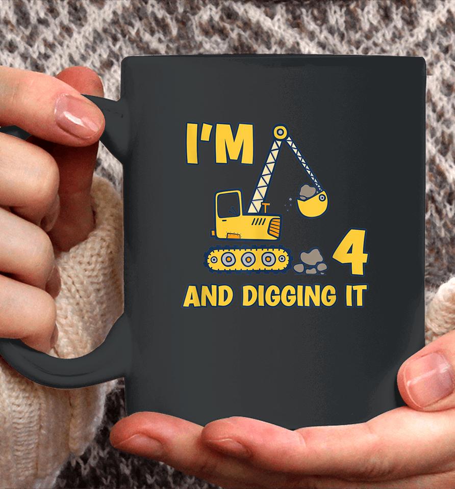 4 Years Old Digger Builder Kids Construction Truck 4Th Birthday Coffee Mug