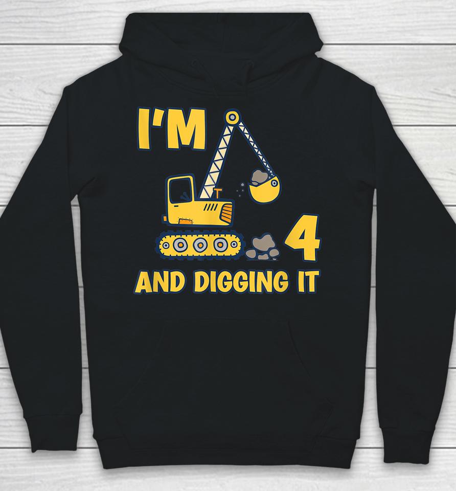 4 Years Old Digger Builder Kids Construction Truck 4Th Birthday Hoodie