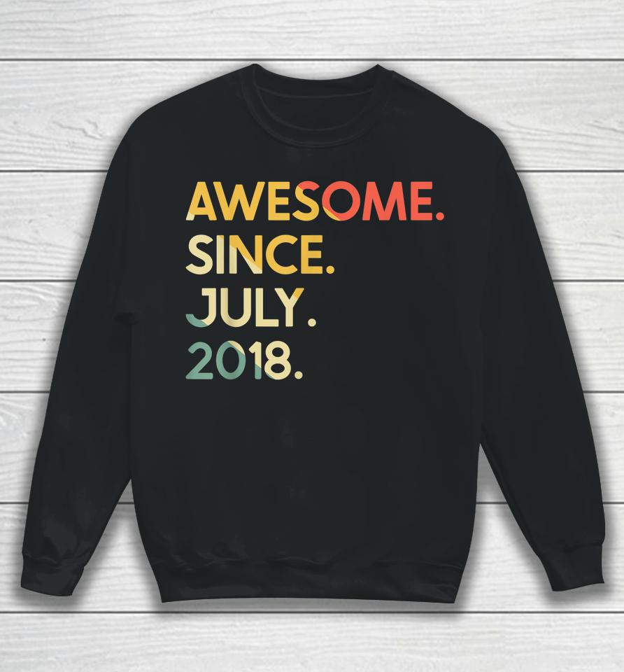 4 Years Old Vintage Legend Since July 2018 4Th Birthday Sweatshirt
