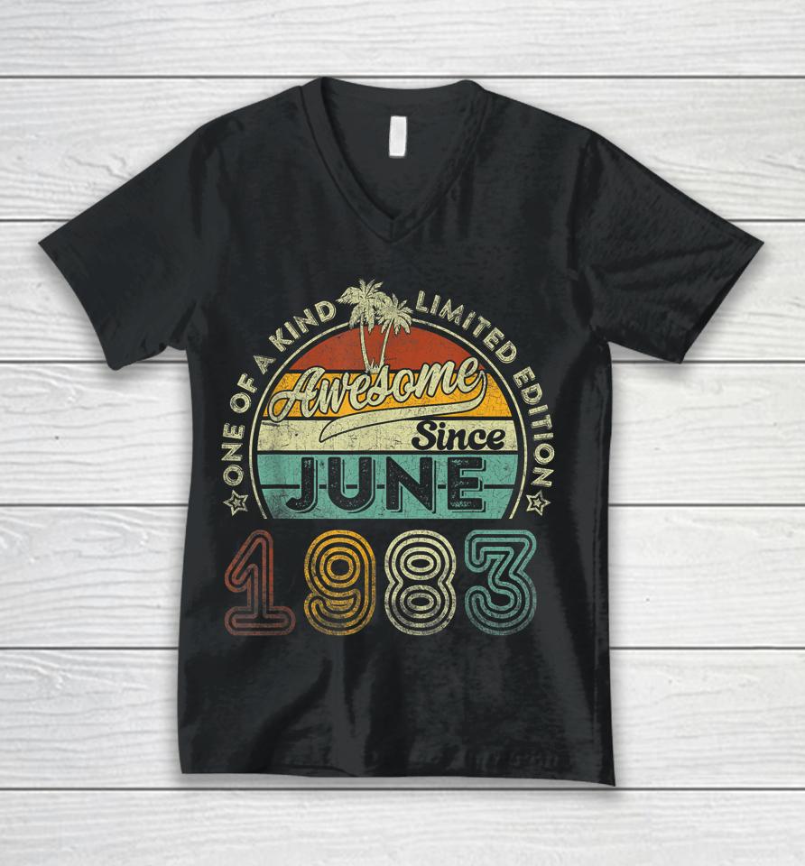 40 Year Old Awesome Since June 1983 40Th Birthday Unisex V-Neck T-Shirt