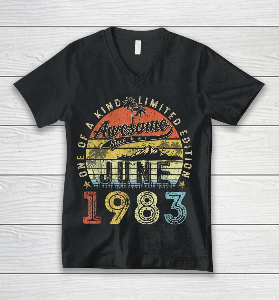 40 Year Old Awesome Since June 1983 40Th Birthday Unisex V-Neck T-Shirt