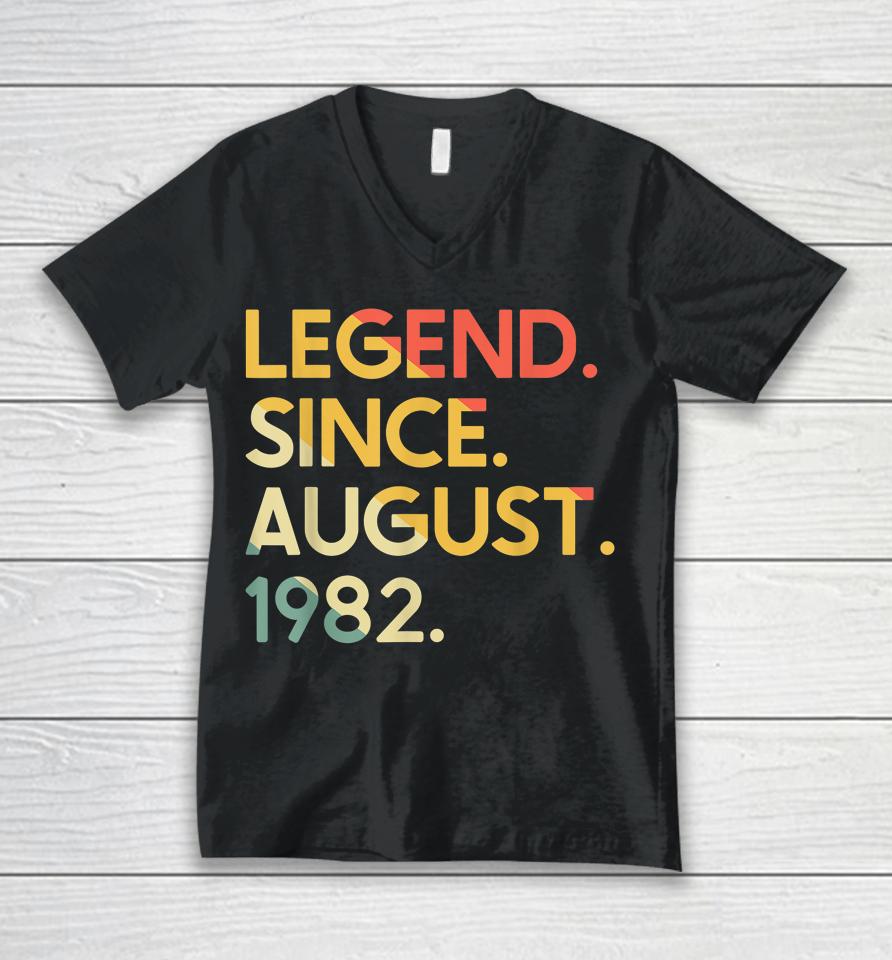 40 Years Old Vintage Legend Since August 1982 40Th Birthday Unisex V-Neck T-Shirt
