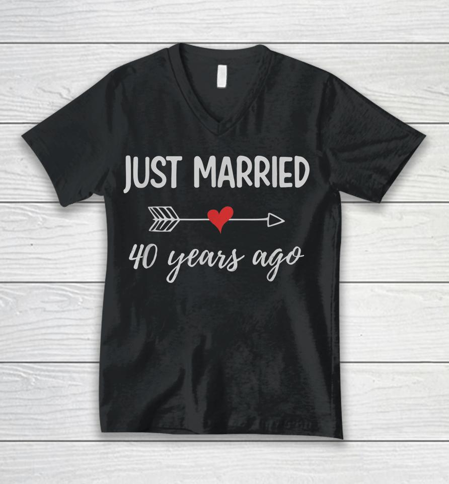 40Th Wedding Anniversary Couple Just Married 40 Years Ago Unisex V-Neck T-Shirt