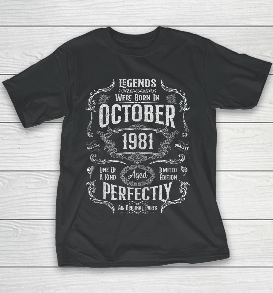 42Th Birthday Legends Were Born In October 1981 Youth T-Shirt