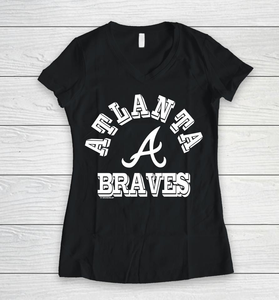 47 Brand Atlanta Braves Fieldhouse Scoop Women V-Neck T-Shirt