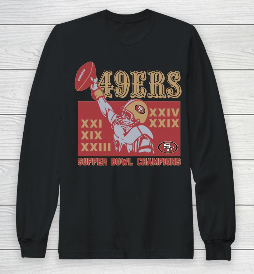 49Ers 5 Time Super Bowl Champions Homage Long Sleeve T-Shirt