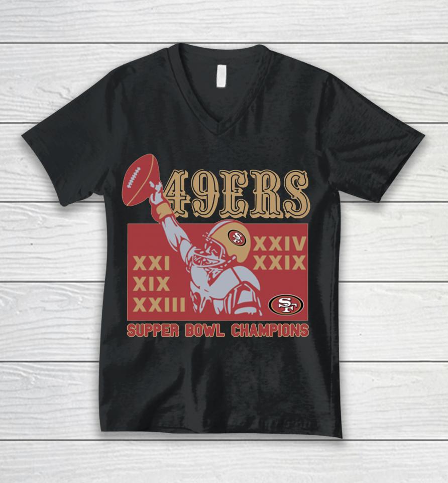 49Ers 5 Time Super Bowl Champions Homage Unisex V-Neck T-Shirt