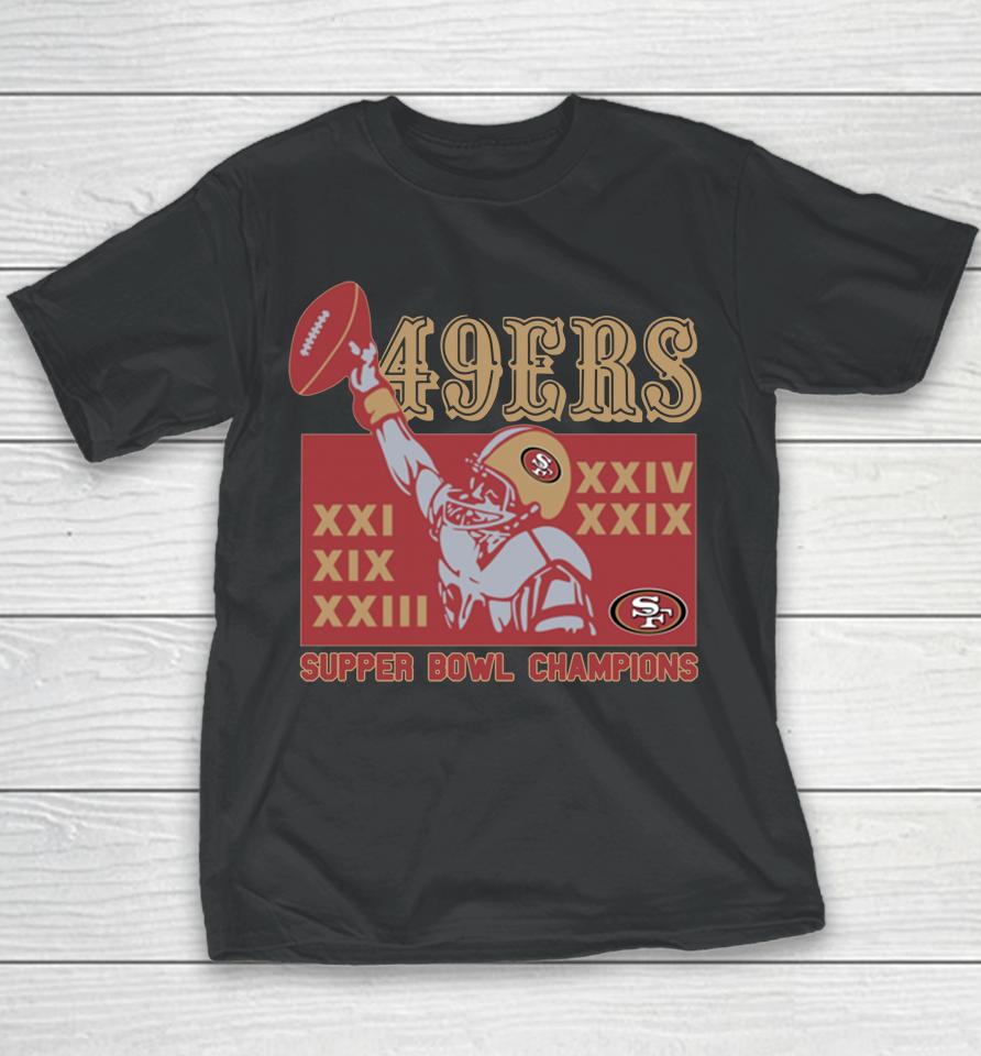 49Ers 5 Time Super Bowl Champions Homage Youth T-Shirt