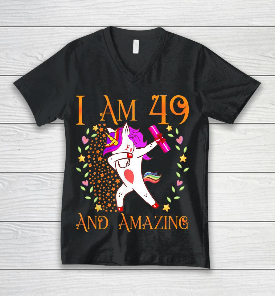 49Th Birthday Shirt For Women Daughter Woman Her 49 Year Old Unisex V-Neck T-Shirt
