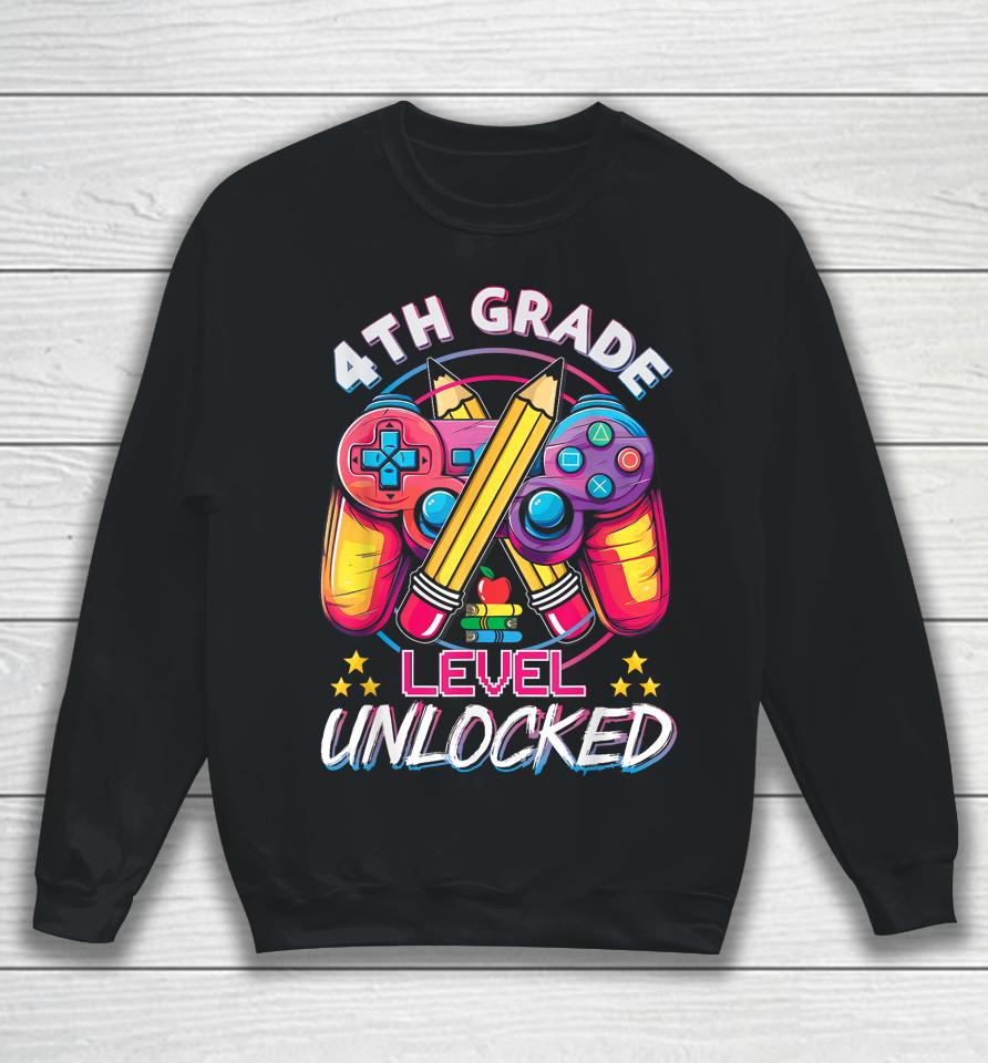 4Th Grade Level Unlocked Video Game Back To School Boys Sweatshirt