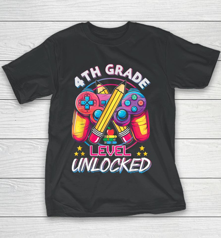 4Th Grade Level Unlocked Video Game Back To School Boys Youth T-Shirt