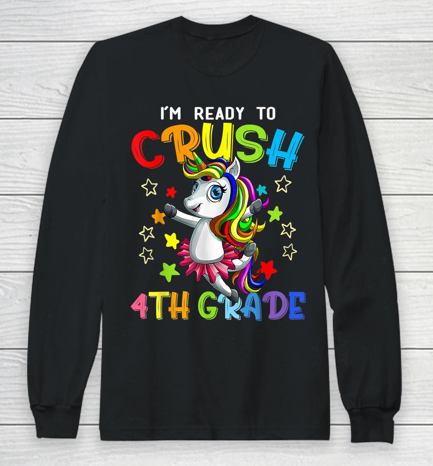 4Th Grade Unicorn First Day Of School Gift Girls Rainbow Long Sleeve T-Shirt