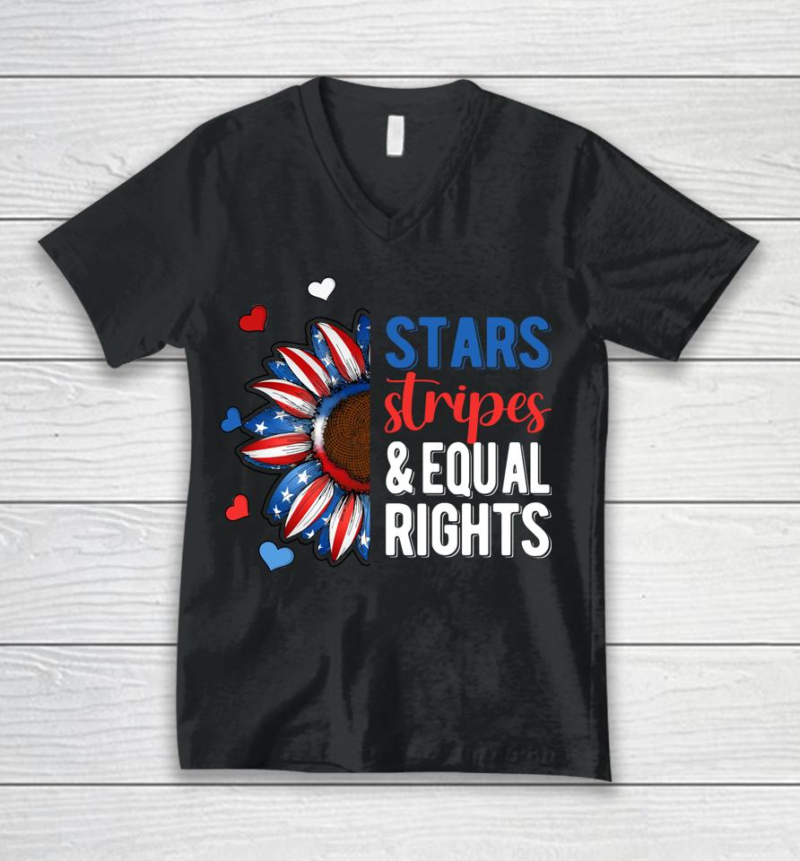 4Th July America Independence Stars Stripes And Equal Rights Unisex V-Neck T-Shirt