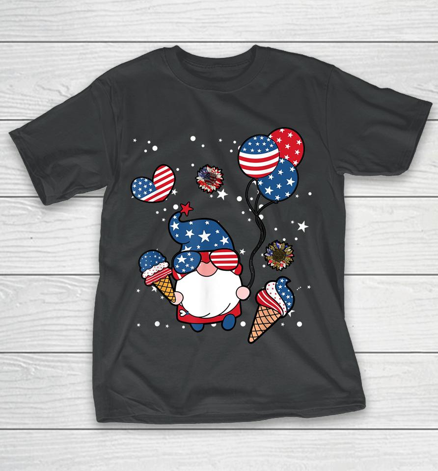 4Th Of July 2022 Gnomes Patriotic Gnome Funny American Flag T-Shirt