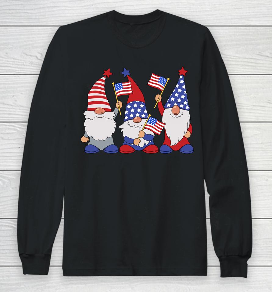 4Th Of July 2022 Patriotic Gnomes Funny American Usa Long Sleeve T-Shirt