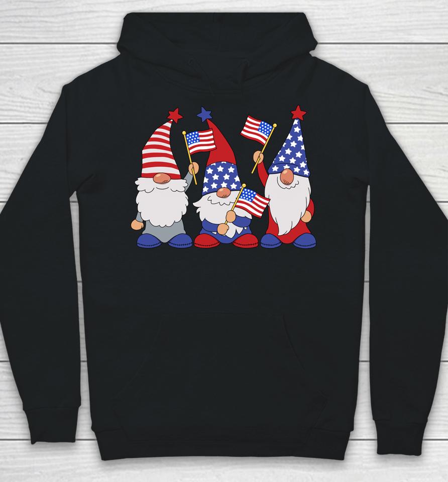 4Th Of July 2022 Patriotic Gnomes Funny American Usa Hoodie