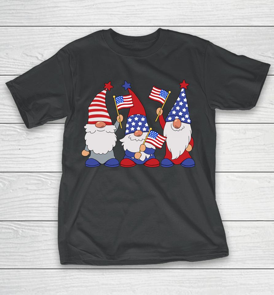 4Th Of July 2022 Patriotic Gnomes Funny American Usa T-Shirt