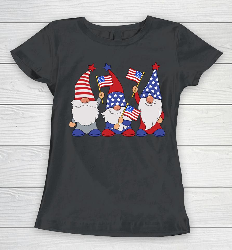 4Th Of July 2022 Patriotic Gnomes Funny American Usa Women T-Shirt