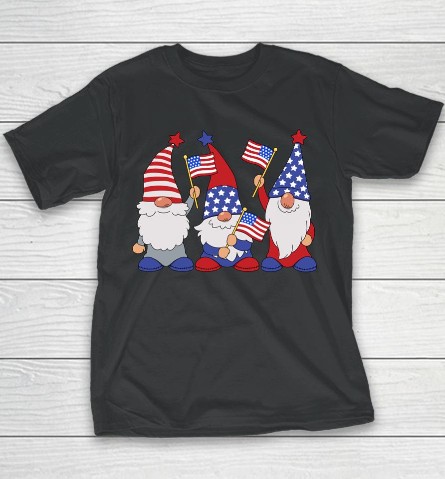 4Th Of July 2022 Patriotic Gnomes Funny American Usa Youth T-Shirt