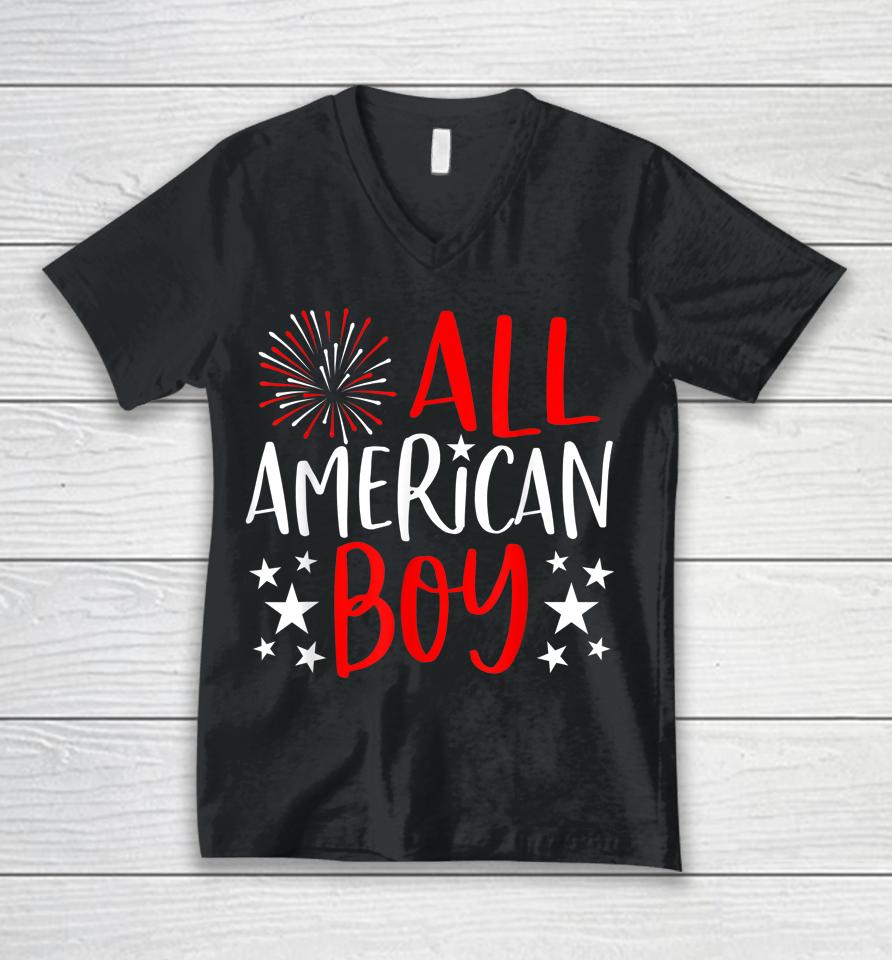 4Th Of July All American Boy Unisex V-Neck T-Shirt