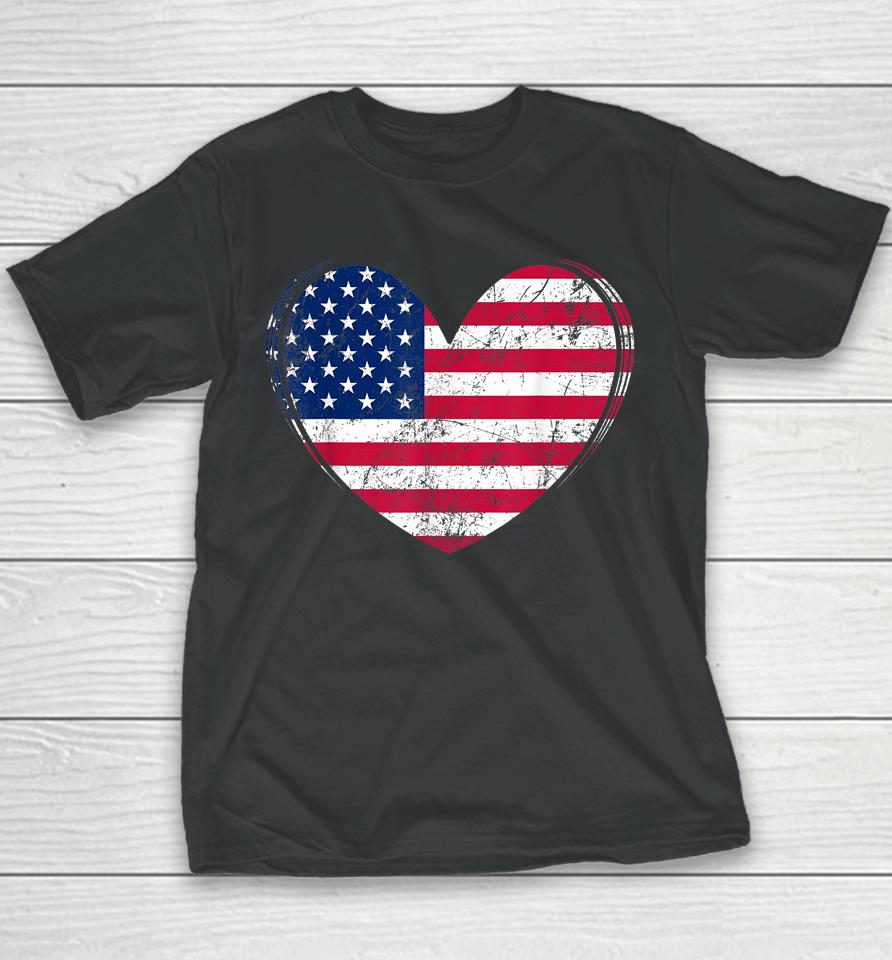 4Th Of July American Flag Patriotic Youth T-Shirt