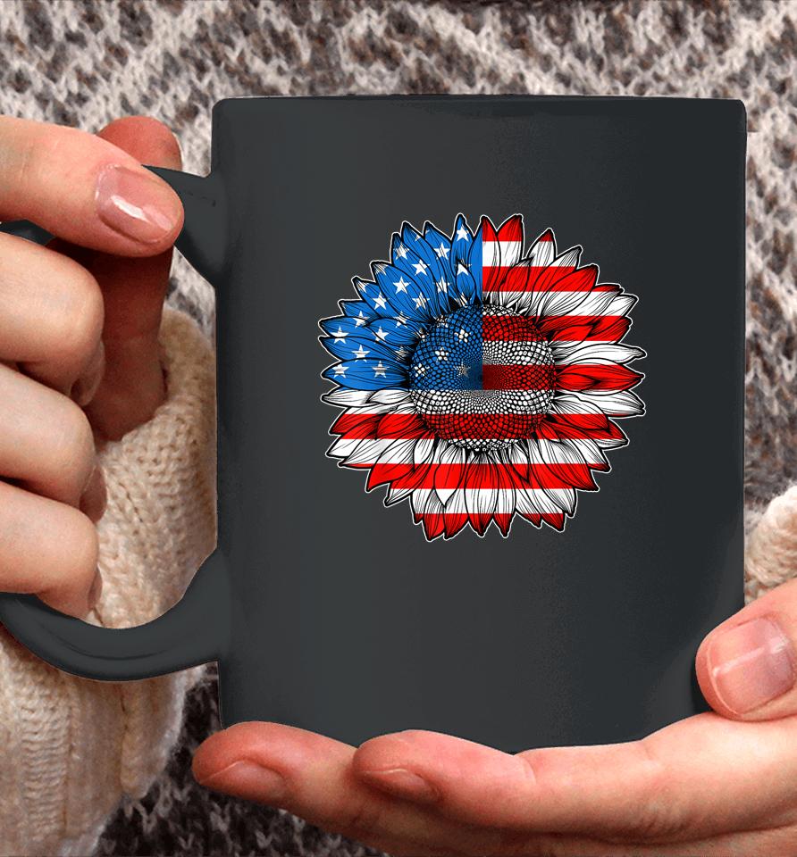 4Th Of July American Flag Sunflower Patriotic Coffee Mug