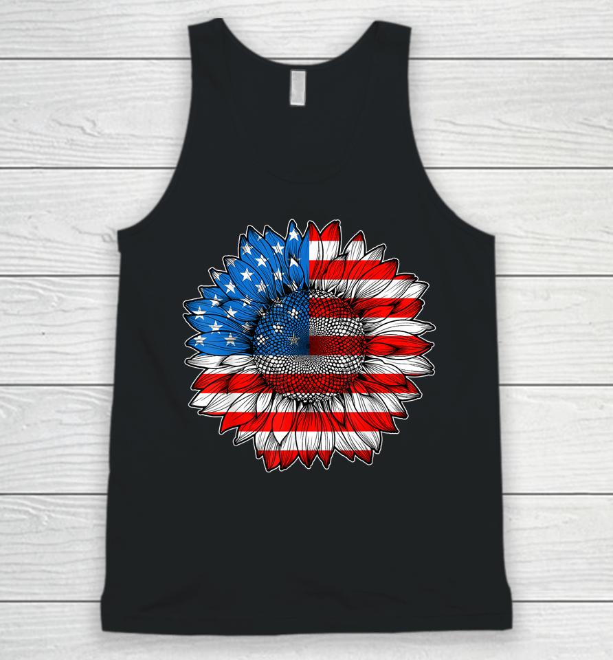4Th Of July American Flag Sunflower Patriotic Unisex Tank Top