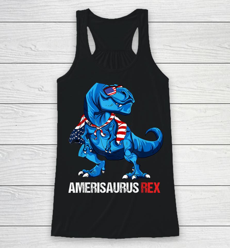 4Th Of July Amerisaurus Rex Funny Dinosaur Gifts Racerback Tank