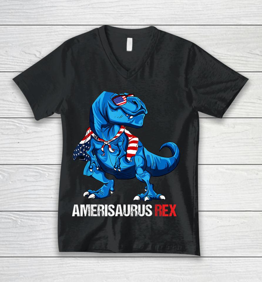 4Th Of July Amerisaurus Rex Funny Dinosaur Gifts Unisex V-Neck T-Shirt