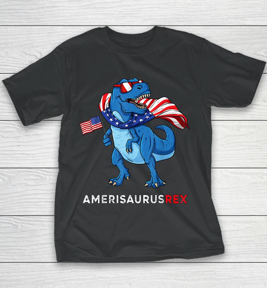 4Th Of July Amerisaurus T Rex Dinosaur Youth T-Shirt