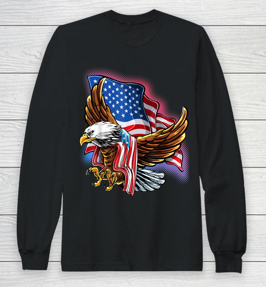 4Th Of July Bald Eagle Patriotic Stars Stripes American Flag Long Sleeve T-Shirt