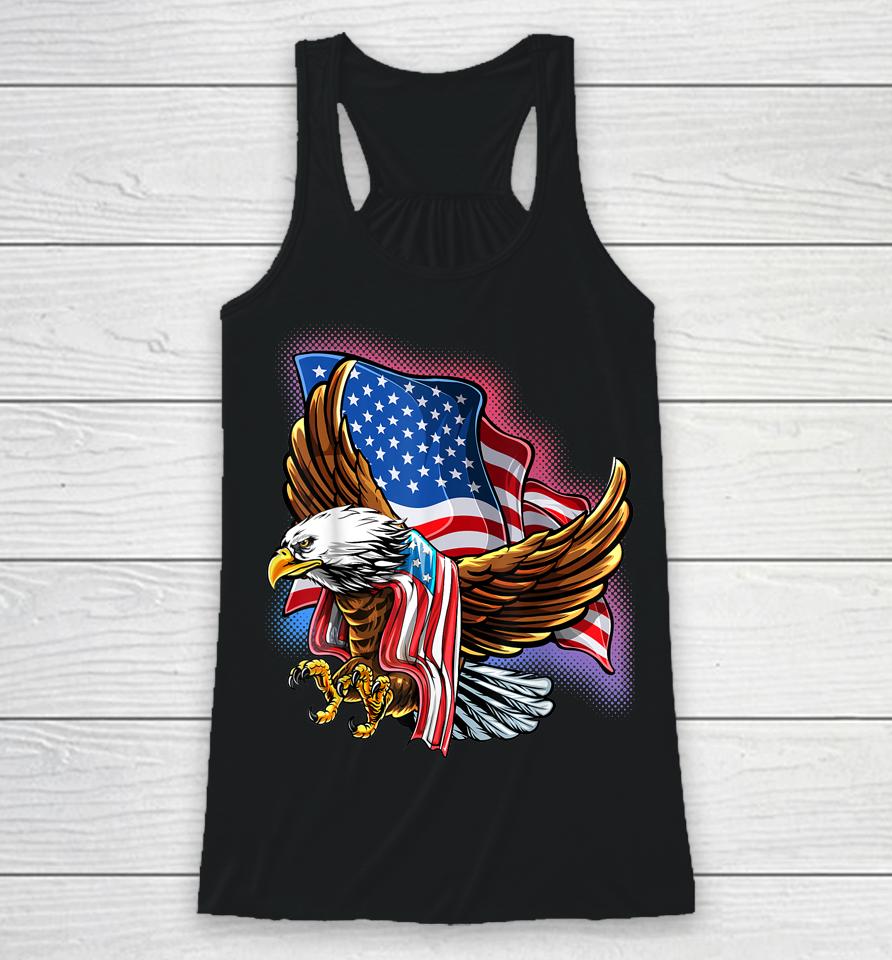 4Th Of July Bald Eagle Patriotic Stars Stripes American Flag Racerback Tank
