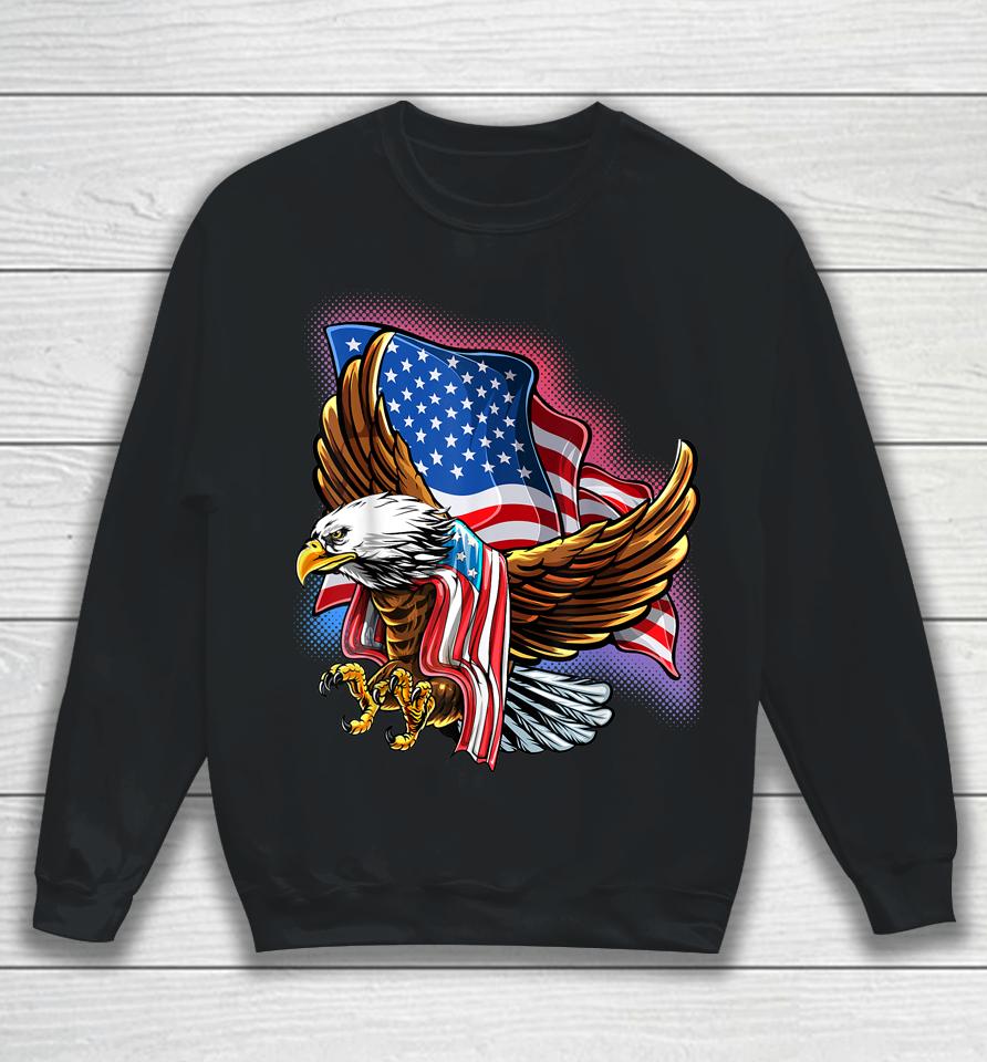 4Th Of July Bald Eagle Patriotic Stars Stripes American Flag Sweatshirt